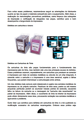 Imagens ilustrativas do E-book Guia Prático de Manutenção Básica para Impressoras Jato de Tinta e Laser